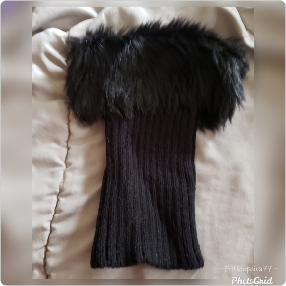 Accessories - Black Faux Fur Boot Cuffs